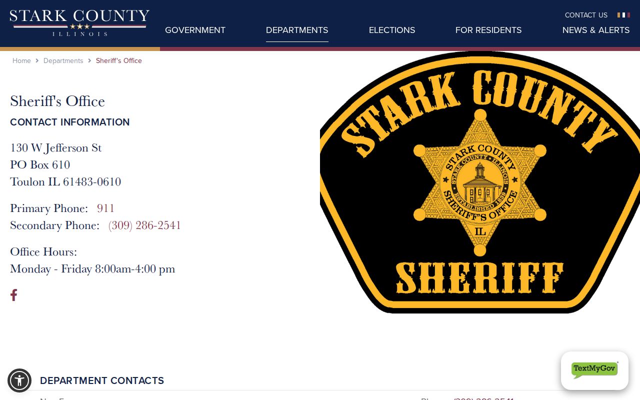Stark County Sheriff's Office page with no public most wanted roster